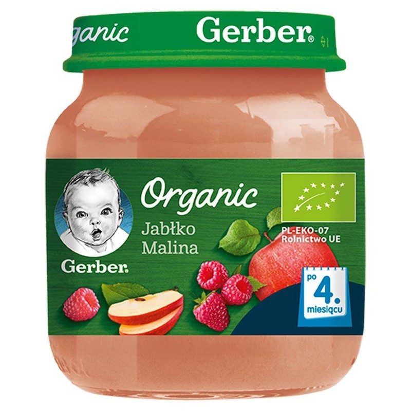 BIO Organic jabłko, malina po 4. miesiącu Gerber Organic 125 g