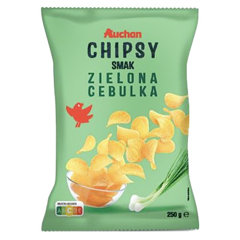 Chipsy o smaku zielonej cebulki Auchan 250 g
