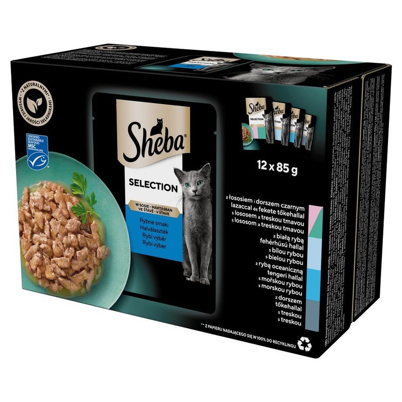 Karma mokra dla kotów Rybne smaki mix Sheba 12 x 85 g