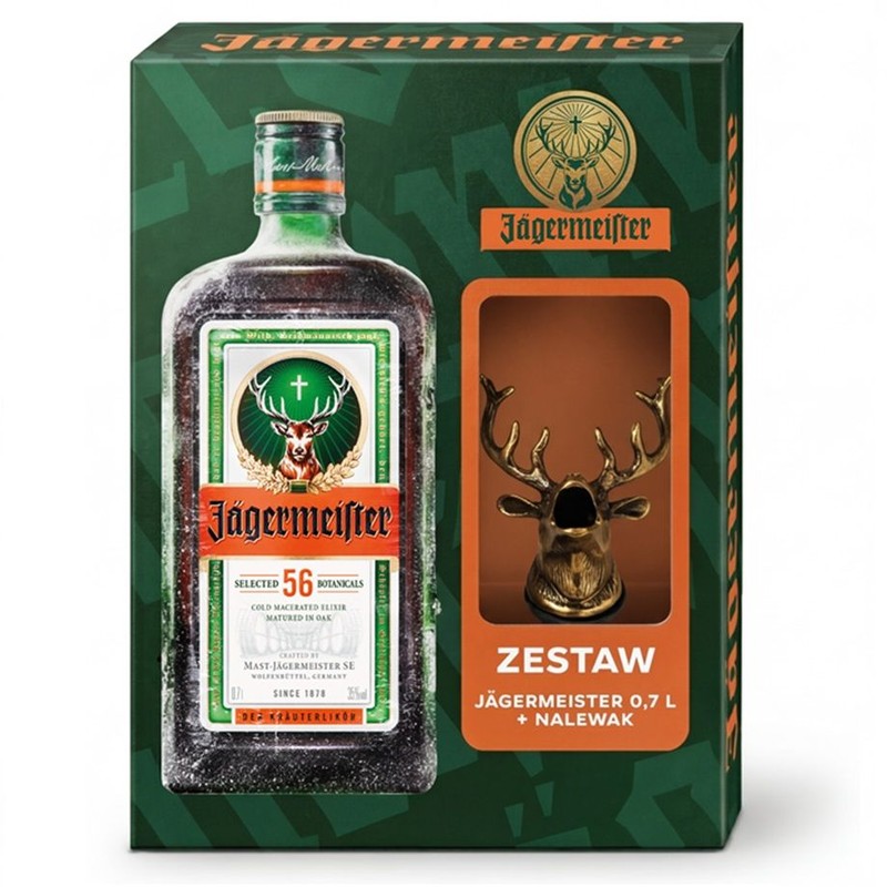 Zestaw likier ziołowy alk. 35,0% obj. + nalewak Jagermeister 700 ml