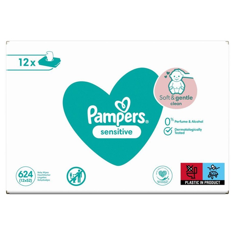 Chusteczki nawilżane dla wrażliwej skóry Pampers 12 x 52 sztuki