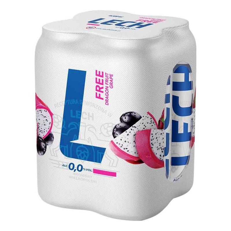 Piwo bezalkoholowe Free o smaku smocznego owocu alk. do 0,5% obj. Lech 4 x 500 ml