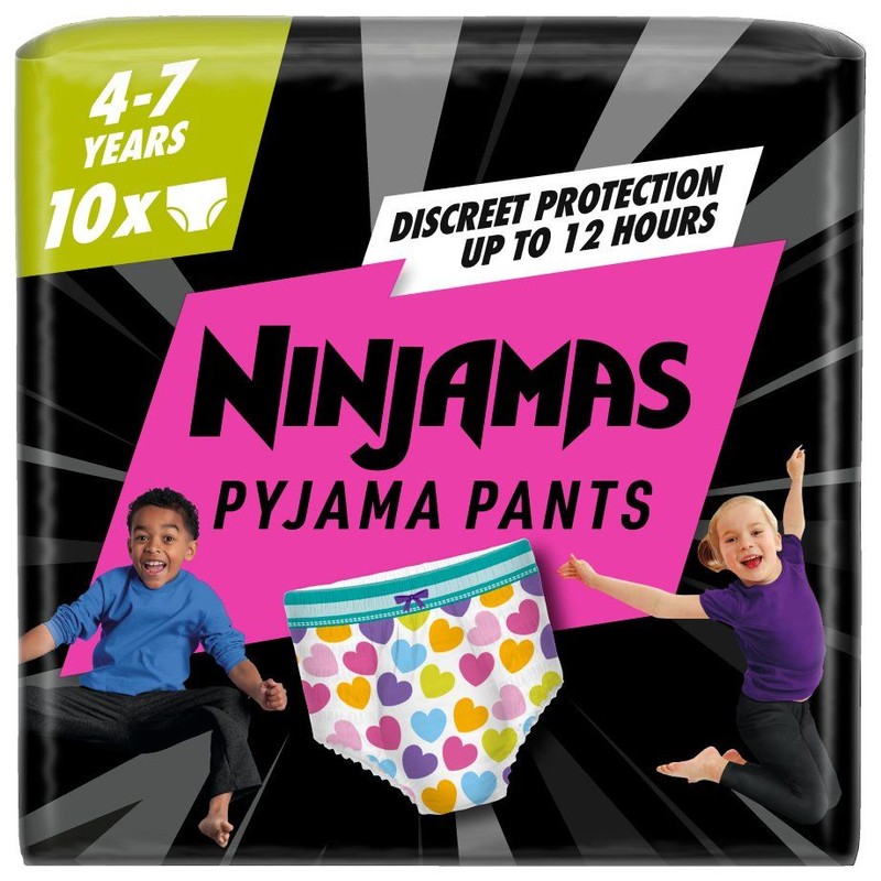 Pieluchomajtki w serduszka 4-7 lat 17kg-30kg Ninjamas 10 sztuk