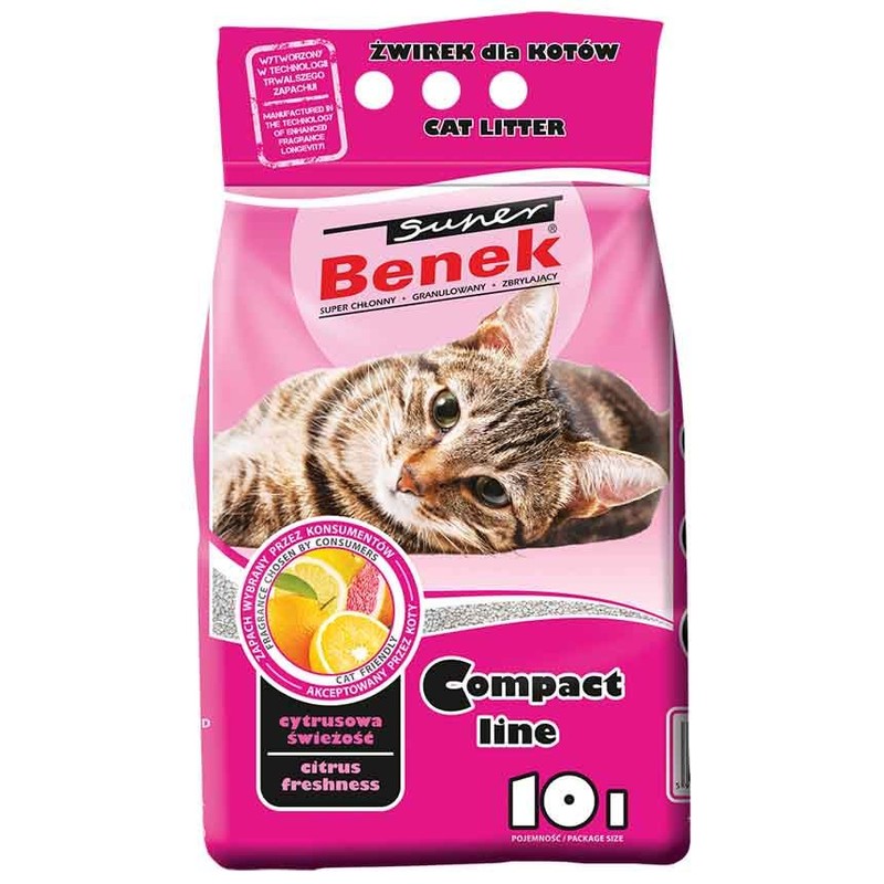 Żwirek dla kotów Compact line cytrusowa świeżość   Super Benek 10 l
