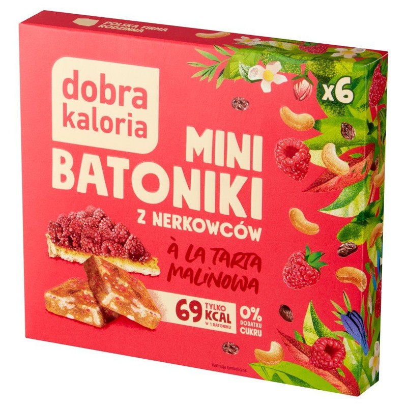 Batoniki orzechowe o smaku tarty malinowej Dobra Kaloria 6 x 17 g