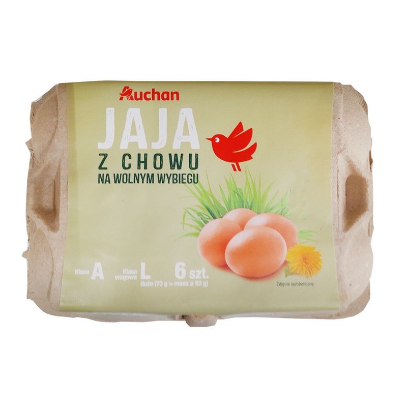 Jaja z wolnego wybiegu rozmiar L Auchan 6 sztuk