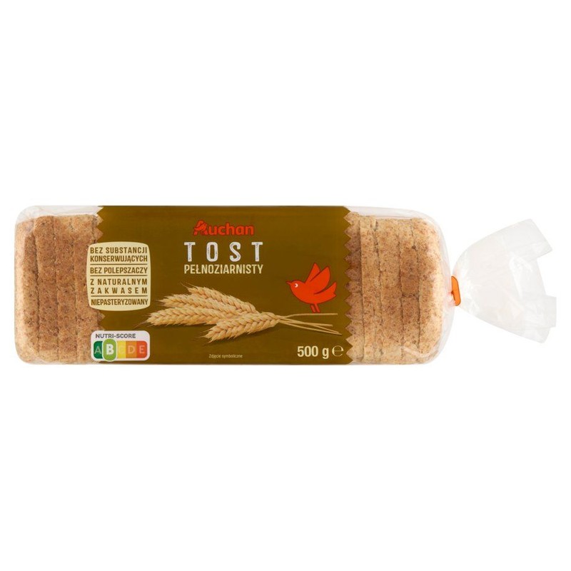 Chleb tostowy pszenny pełnoziarnisty krojony Auchan 500 g
