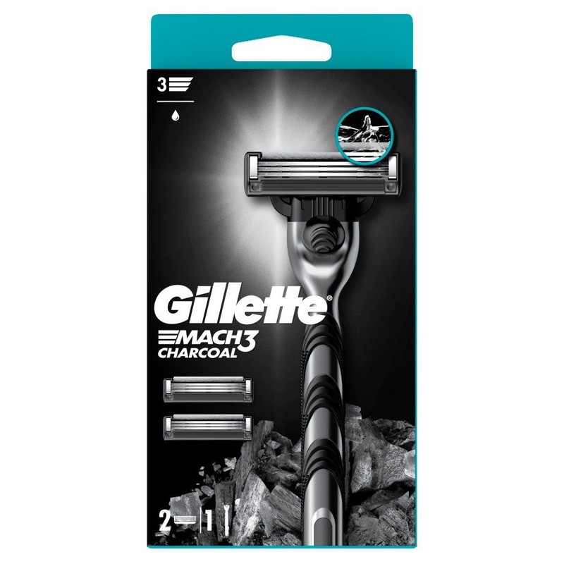 Maszynka do golenia Mach3 Charcoal + 2 ostrza Gillette 1 sztuka
