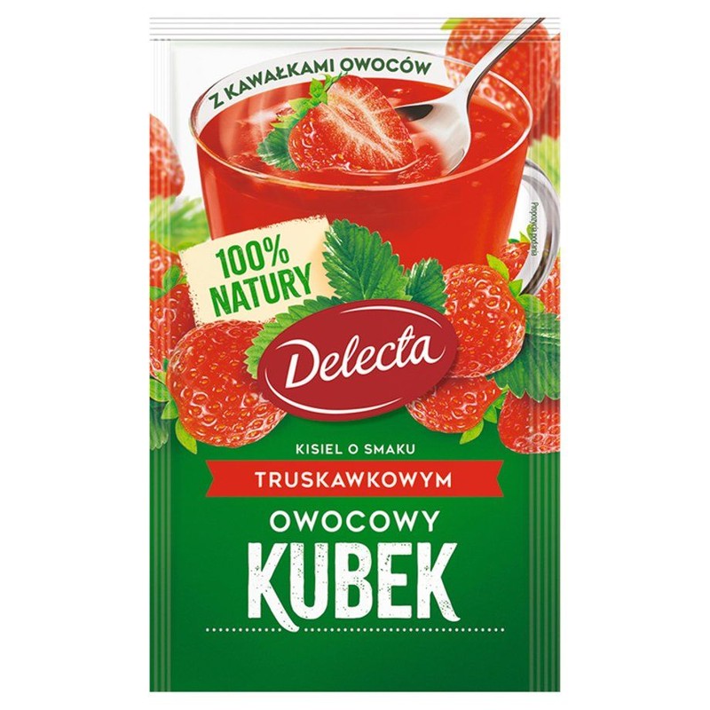 Owocowy kubek kisiel o smaku truskawkowym   Delecta 30 g