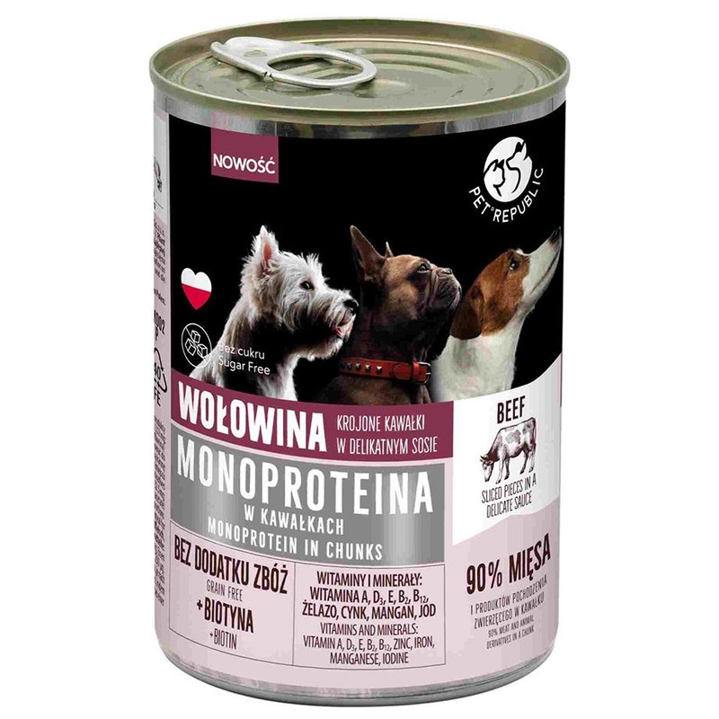 Karma monoproteinowa dla psa z wołowiną PETREPUBLIC 400 g