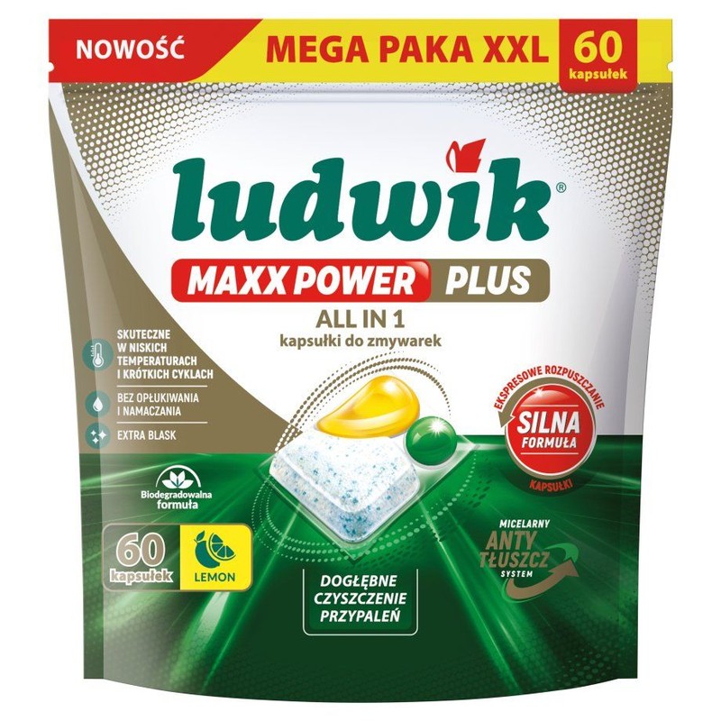 Kapsułki do zmywarek All in 1 Maxx Power Plus lemon Ludwik 60 kapsułek