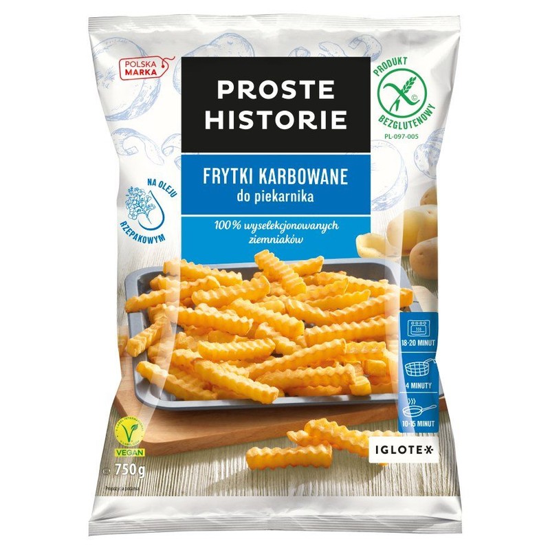 Frytki karbowane do piekarnika - bezglutenowe Proste Historie 750 g