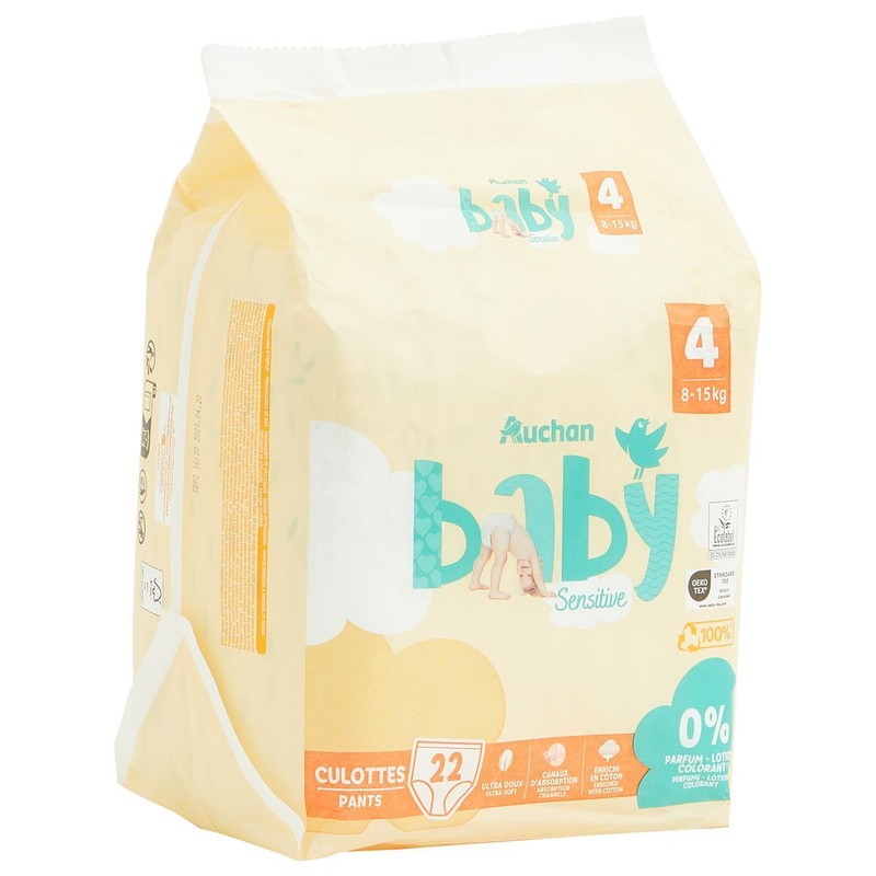 Pieluchomajtki Sensitive 4 8-15 kg Auchan 22 sztuki