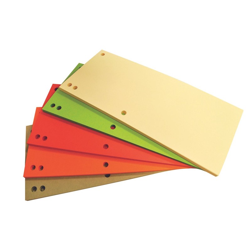 Przekładki karton, 1/3 A4, 235x105mm mix kolorów Office Products 100 sztuk
