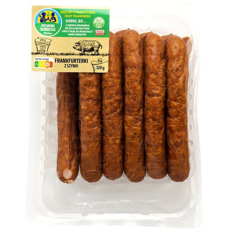 Frankfurterki z szynki wieprzowej Pewni Dobrego 320 g