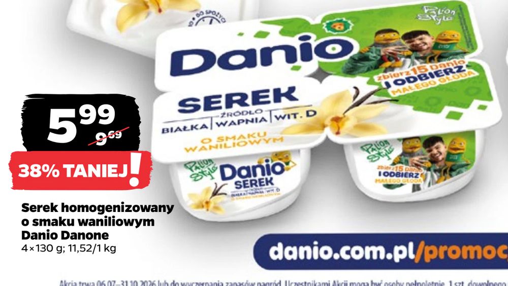 Serek homogenizowany o smaku waniliowym Danio Danone
