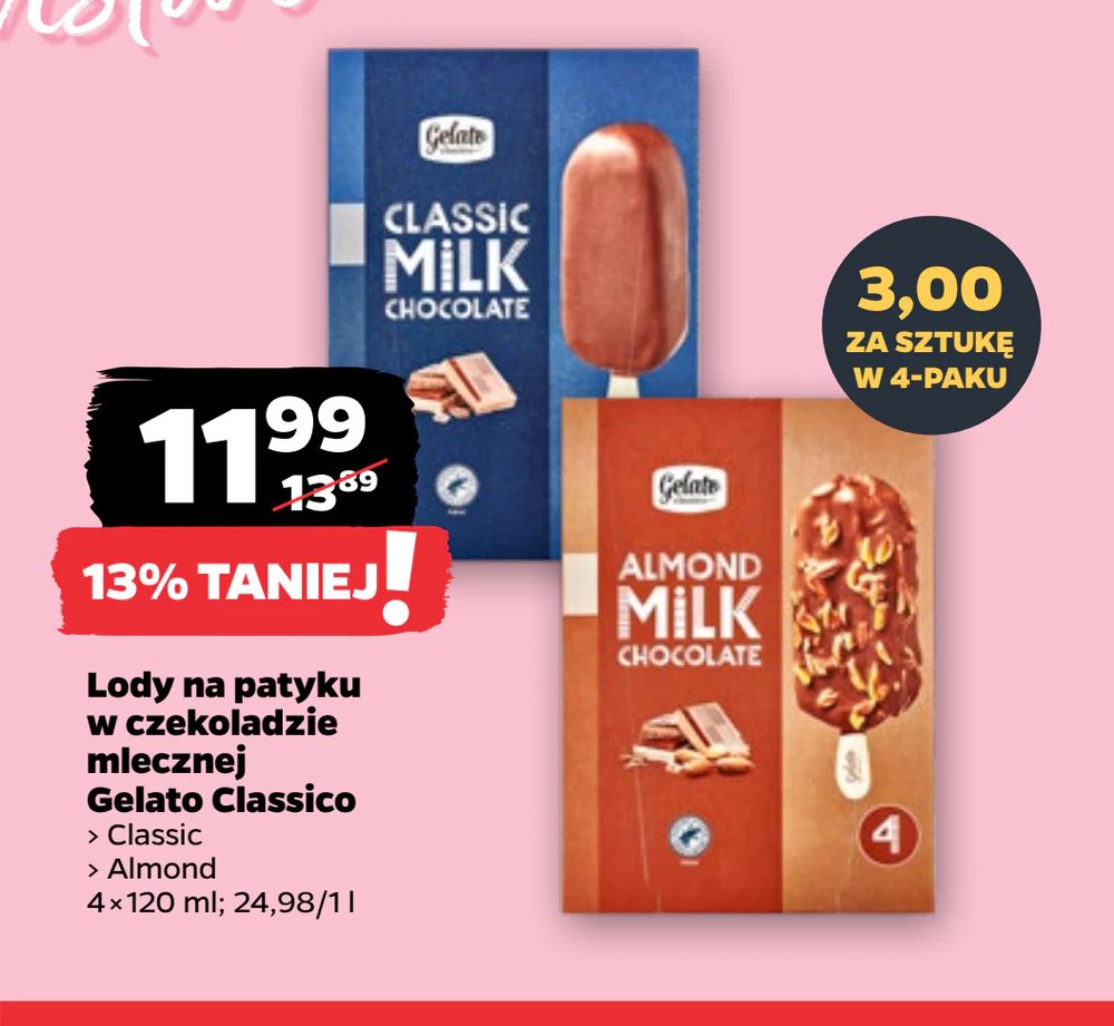 Lody na patyku w czekoladzie mlecznej Gelato Classico
