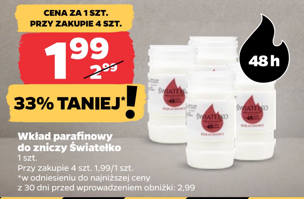 Wkład parafinowy do zniczy Światełko