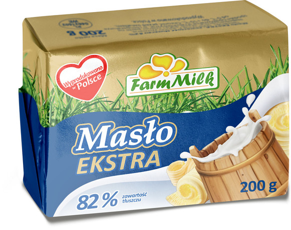Masło ekstra Farm Milk 200 g – świeże masło o wysokiej zawartości tłuszczu mlecznego