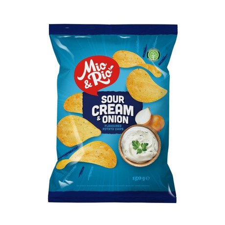 Mio&Rio Chipsy ziemniaczane o smaku kwaśnej śmietany i cebuli 150 g