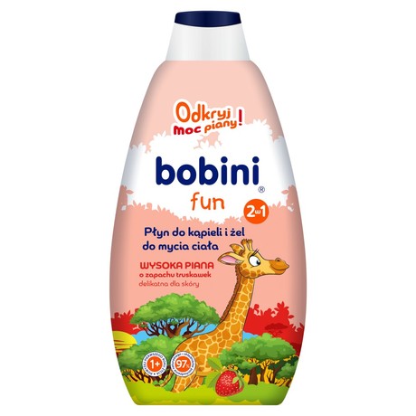 bobini Fun Płyn do kąpieli i żel do mycia ciała o zapachu truskawek 500 ml