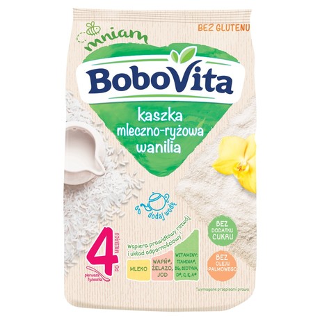 BoboVita Kaszka mleczno-ryżowa wanilia po 4 miesiącu 230 g