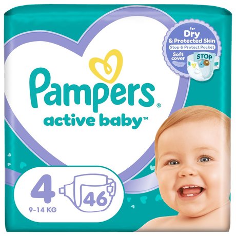 Pampers Active Baby, rozmiar 4, 46 pieluszek, 9kg-14kg