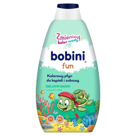 bobini Fun Kolorowy płyn do kąpieli i zabawy o zapachu żelków zielona woda 500 ml