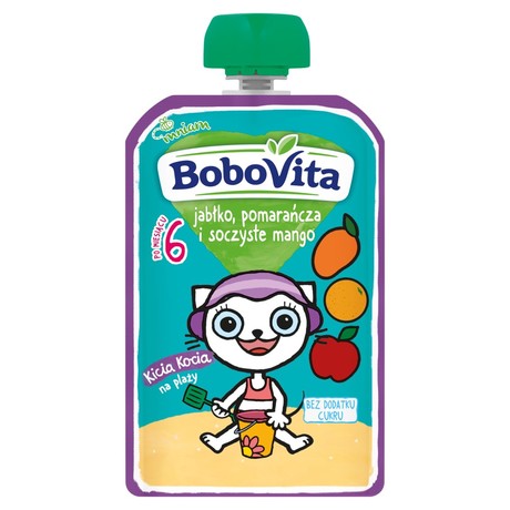 BoboVita Kicia Kocia jabłko pomarańcza i soczyste mango po 6 miesiącu 100 g