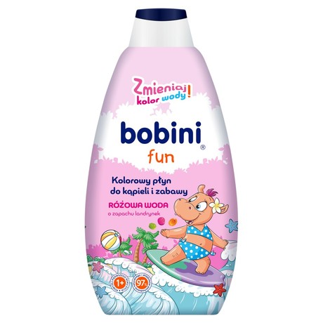 bobini Fun Kolorowy płyn do kąpieli i zabawy różowa woda o zapachu landrynek 500 ml