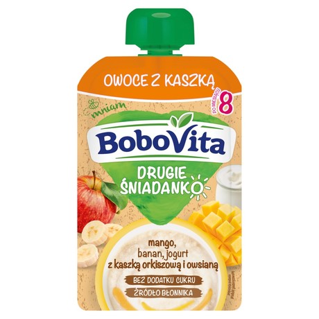 BoboVita Drugie Śniadanko Owoce z kaszką mango banan jogurt po 8 miesiącu 100 g