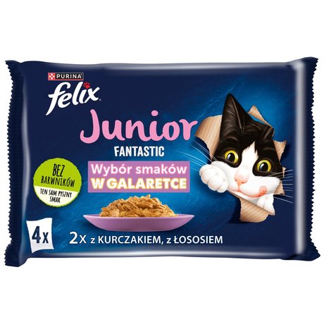Felix Fantastic Junior Karma dla kociąt wybór smaków w galaretce 340 g (4 x 85 g)