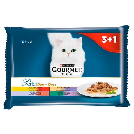 Gourmet Perle Karma dla kotów kolekcja duet mięsny 340 g (4 x 85 g)