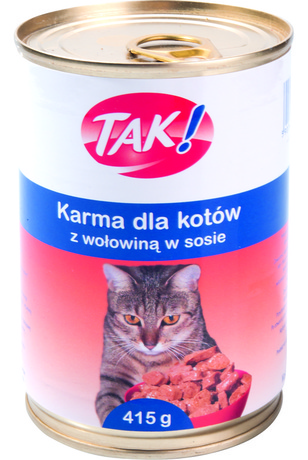 Karma dla kota z wołowiną 415g TAK