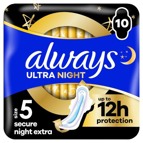 Always Podpaski Ultra Secure Night Extra (rozmiar 5) Podpaski ze skrzydełkami, x 10]