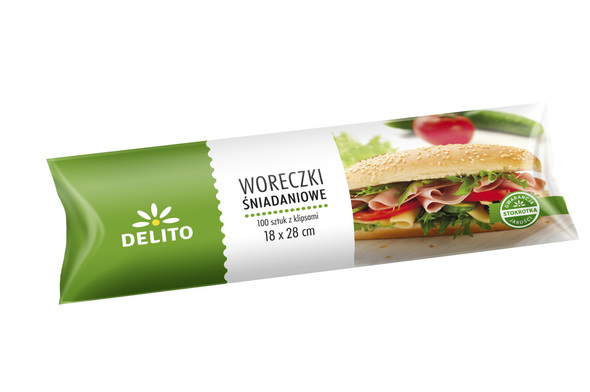 Woreczki śniadaniowe 100 szt + 50 klipsów  DELITO