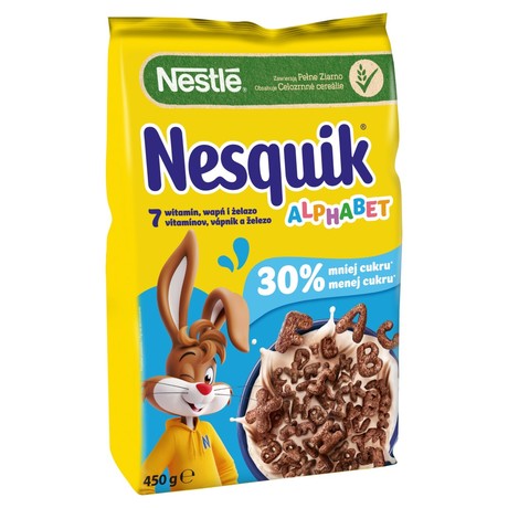 Nestlé Nesquik Alphabet Zbożowe literki o smaku czekoladowym 450 g