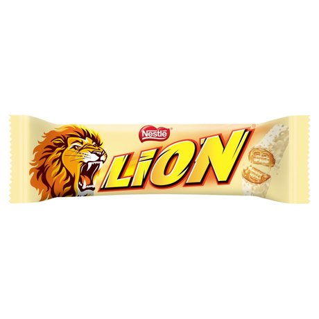 Lion White Nadziewany wafel z karmelem i płatkami pszennymi w białej polewie 42 g