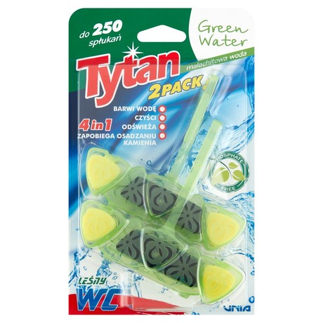Tytan Green Water Czterofunkcyjna zawieszka do WC barwiąca wodę 2 x 40 g