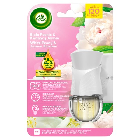 Air Wick Wtyczka elektryczna i wkład zapachowy biała peonia & kwitnący jaśmin 19 ml