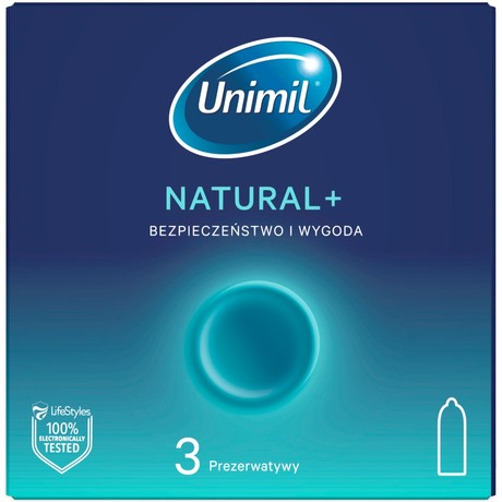 Unimil Natural+ Prezerwatywy 3  sztuki
