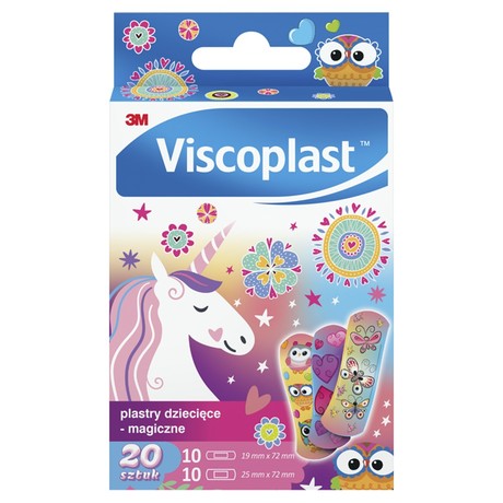Viscoplast Magiczne Dekorowane plastry dla dzieci 2 rozmiary 20 sztuk