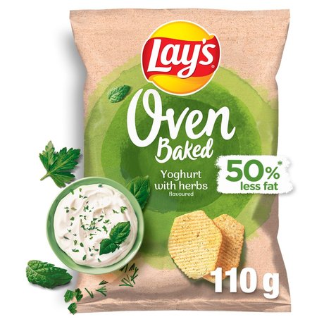 Lay's Oven Baked Pieczone formowane chipsy ziemniaczane o smaku jogurtu z ziołami 110 g