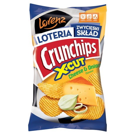Crunchips X-cut Chipsy ziemniaczane o smaku sera i cebuli 130 g