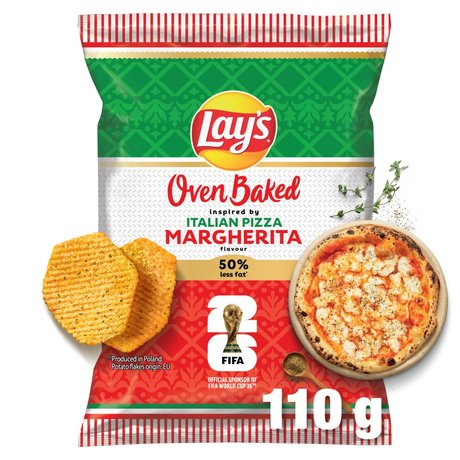 Lay's Oven Baked Pieczone formowane chipsy ziemniaczane o smaku pizzy margherita 110 g
