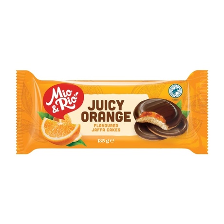 Mio&Rio Biszkopty z galaretką pomarańczową w czekoladzie 135 g