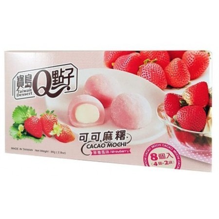 Q Brand Mochi Ciasteczka ryżowe truskawkowe 80 g