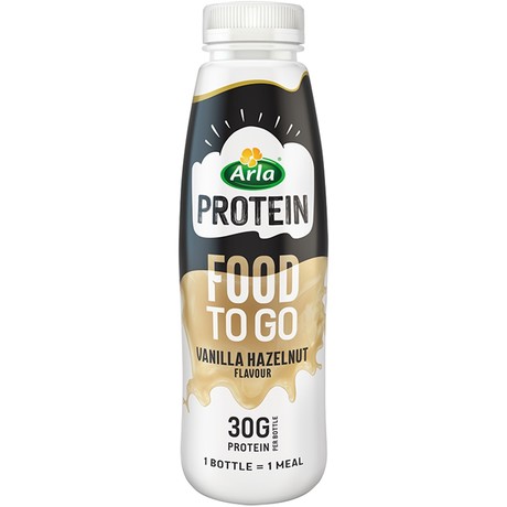 Arla Food to Go Wysokobiałkowy napój mleczny o smaku wanilii i orzecha laskowego 500 ml