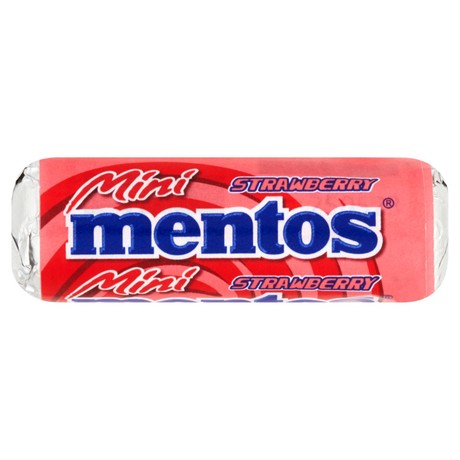 Mentos Mini Strawberry Cukierki do żucia o smaku truskawkowym 10,5 g