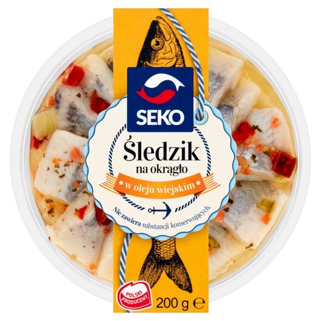 SEKO Śledzik na okrągło w oleju wiejskim 200 g